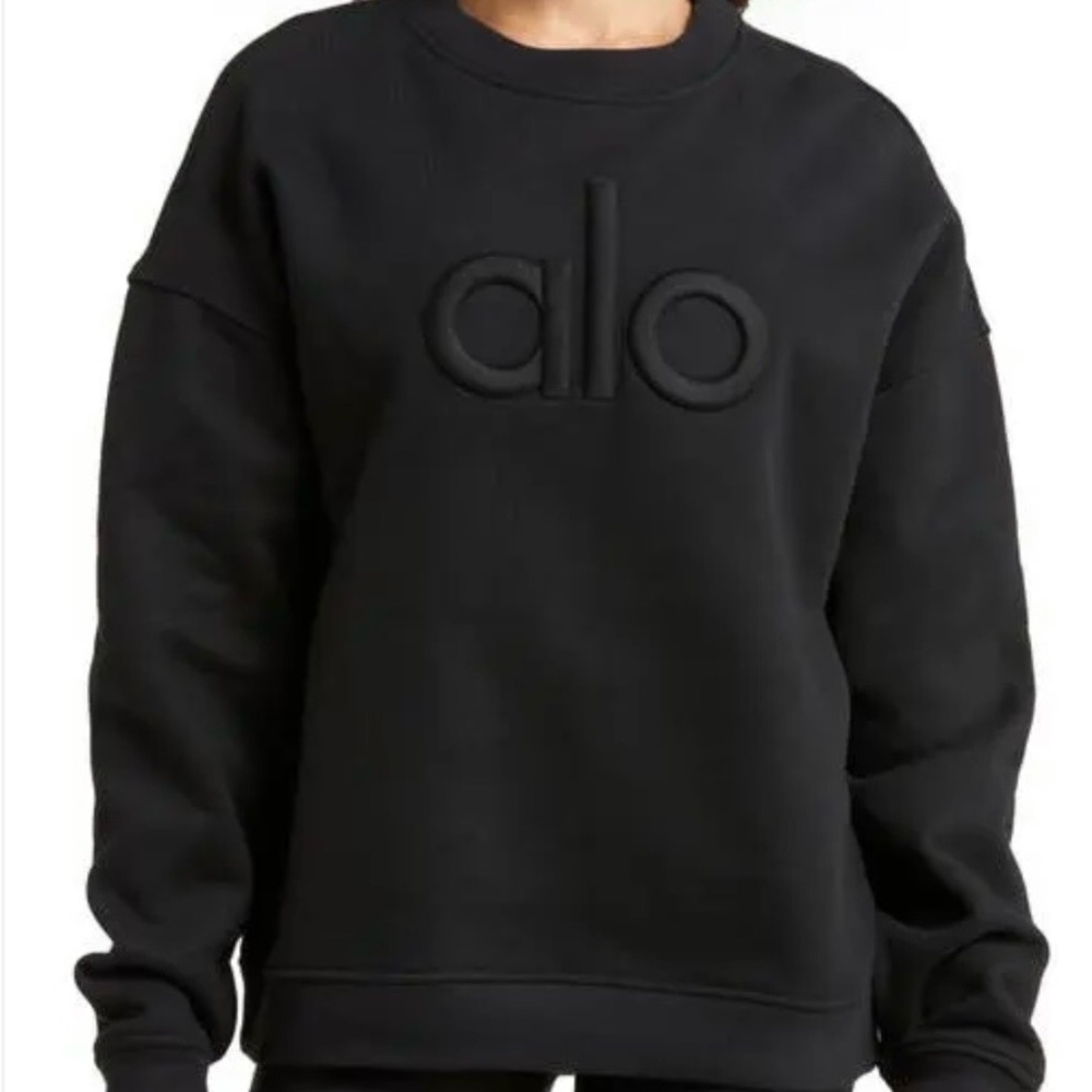 ALO Yoga Reown Black Raised Logo Sweatshirt